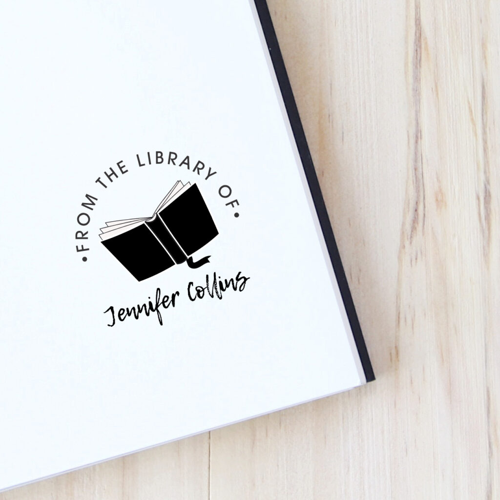 Open Book Library Book Self Inking Stamp